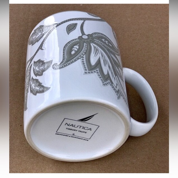 Vintage Discontinued 1990s NAUTICA Tableware TISBURY TAUPE Paisley Coffee Mug - Picture 8 of 10